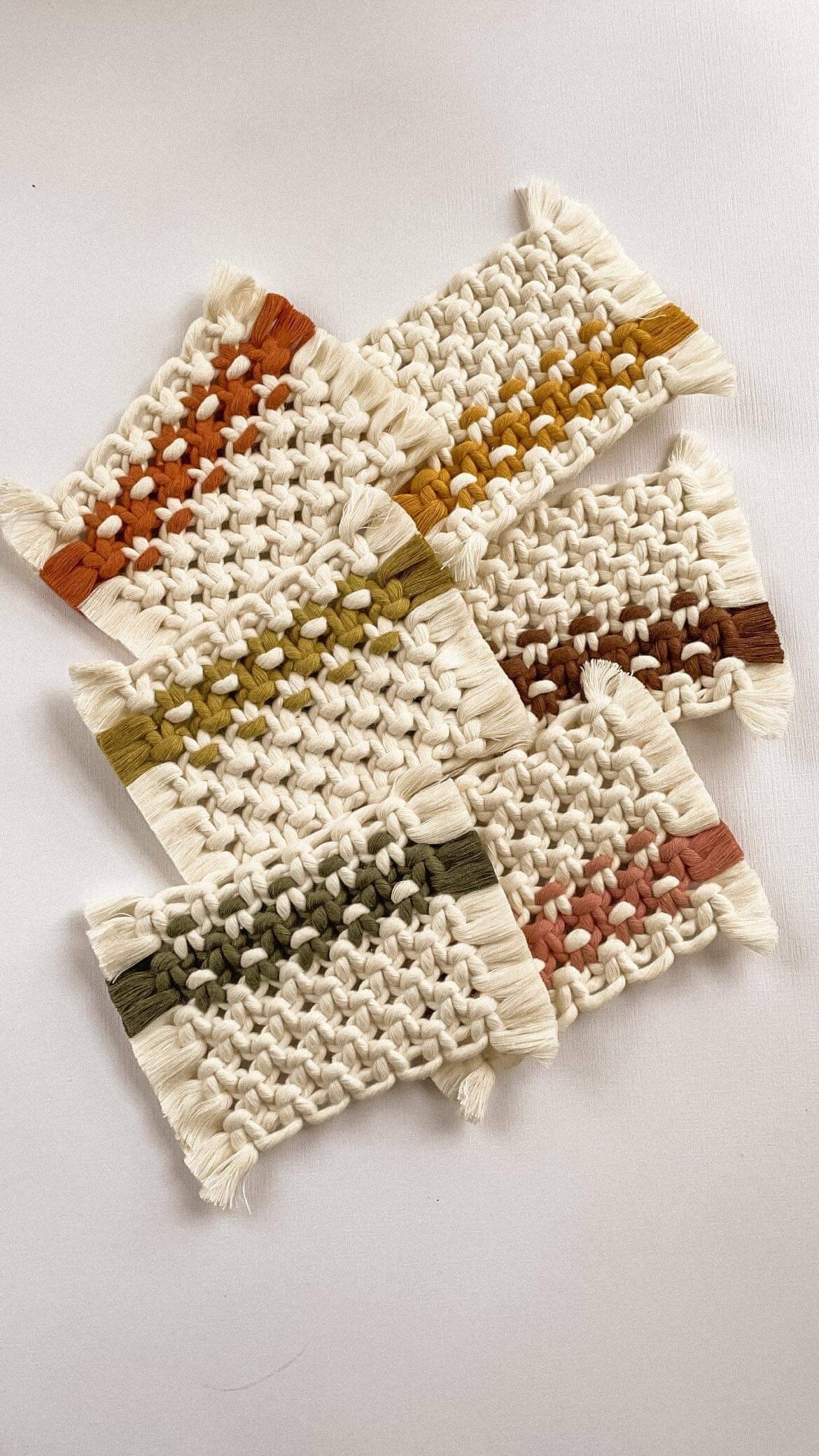 Striped Mug Rugs Macrame Coasters Handmade Macrame Coasters - Etsy