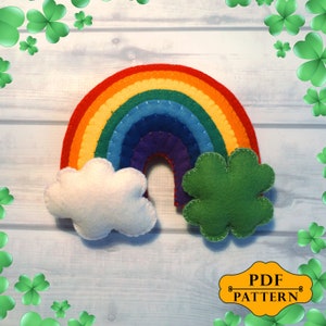 Felt rainbow pattern, PDF instruction for felt St patrick's rainbow ornament, Rainbow sewing pattern, Instant download, Digital pattern