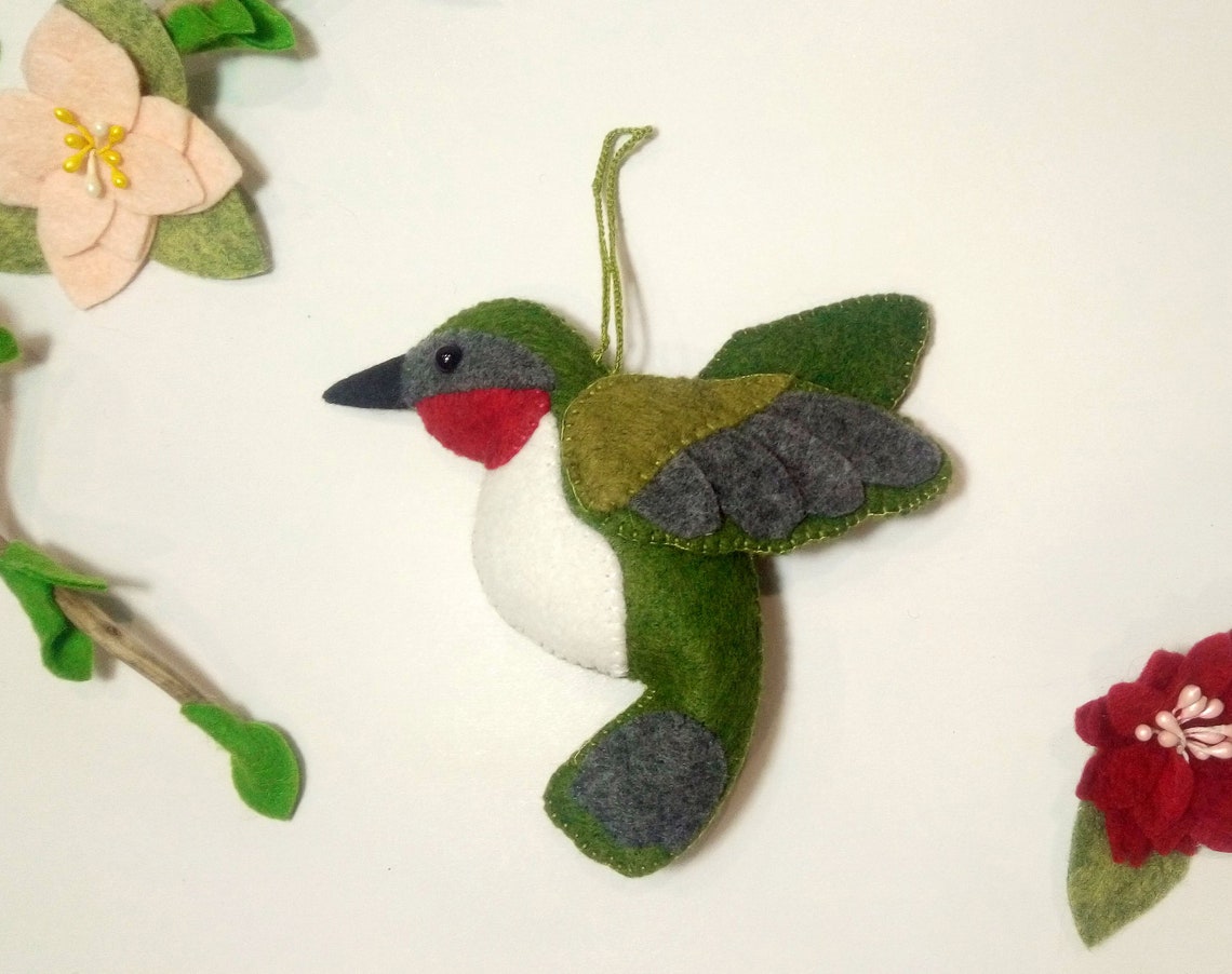 Hummingbird ornament Felt hummingbird Bird ornament for Etsy