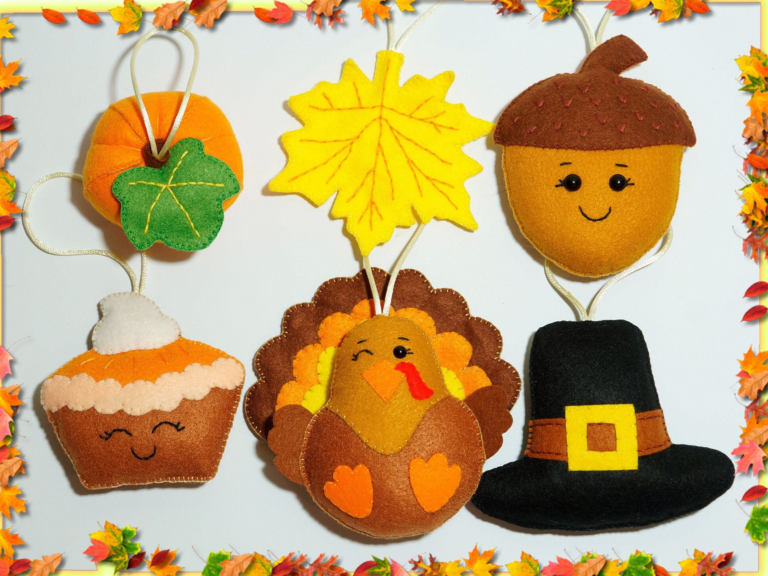 Thanksgiving tree ornaments Felt fall decor Turkey Etsy
