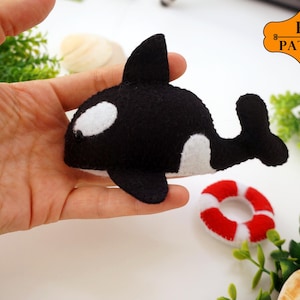 Felt orca pattern ornament, Killer Whale Plush, Marine Animal Felt Toy, PDF & SVG Sewing Pattern, Killer Whale Pattern PDF, Instant Download