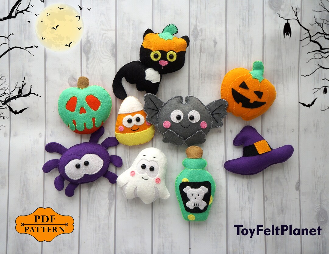 Halloween Felt Patterns Felt Halloween Ornaments Pattern Etsy