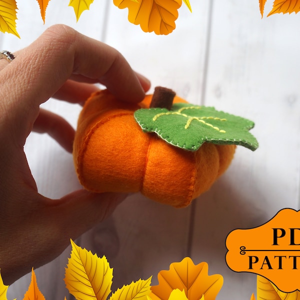 Pumpkin sewing pattern, Felt thanksgiving tree ornament, Felt Thanksgiving pumpkin sewing projects, Pumpkin pattern to sew,  PDF