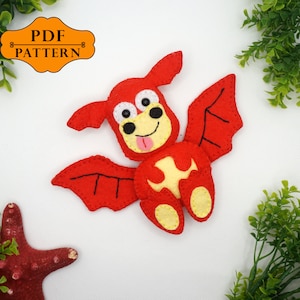 Dragon felt pattern, Felt dragon template, Cute dragon tutorial, Felt dragon sewing pattern, DIY dragon felt toy, Dragon decoration, PDF