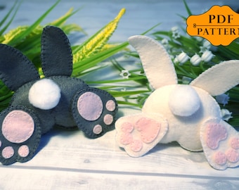 Felt bunny butt pattern, Bunny sewing pattern, Stuffed bunny pattern PDF, Rabbit ornament sewing pattern, Digital, Downloadable Instruction