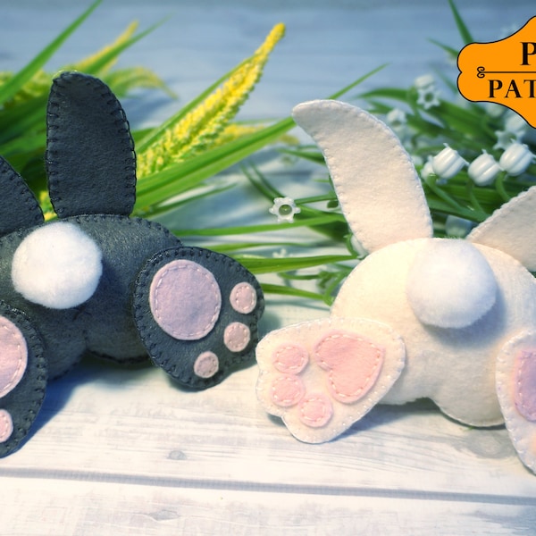 Felt bunny butt pattern, Bunny sewing pattern, Stuffed bunny pattern PDF, Rabbit ornament sewing pattern, Digital, Downloadable Instruction