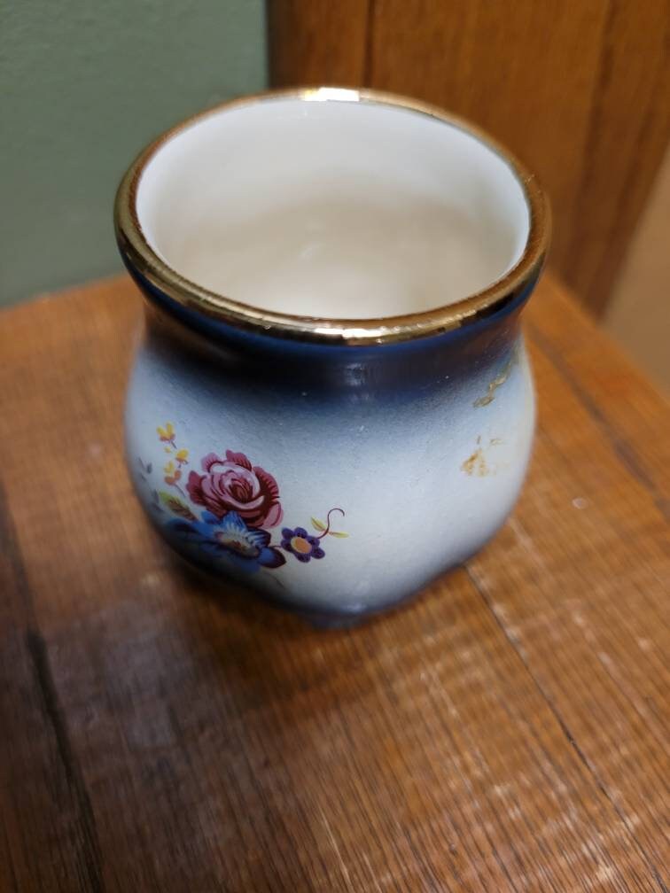 Imperial Pottery Joplin Missouri Toothpick Holder. Blue Floral Etsy