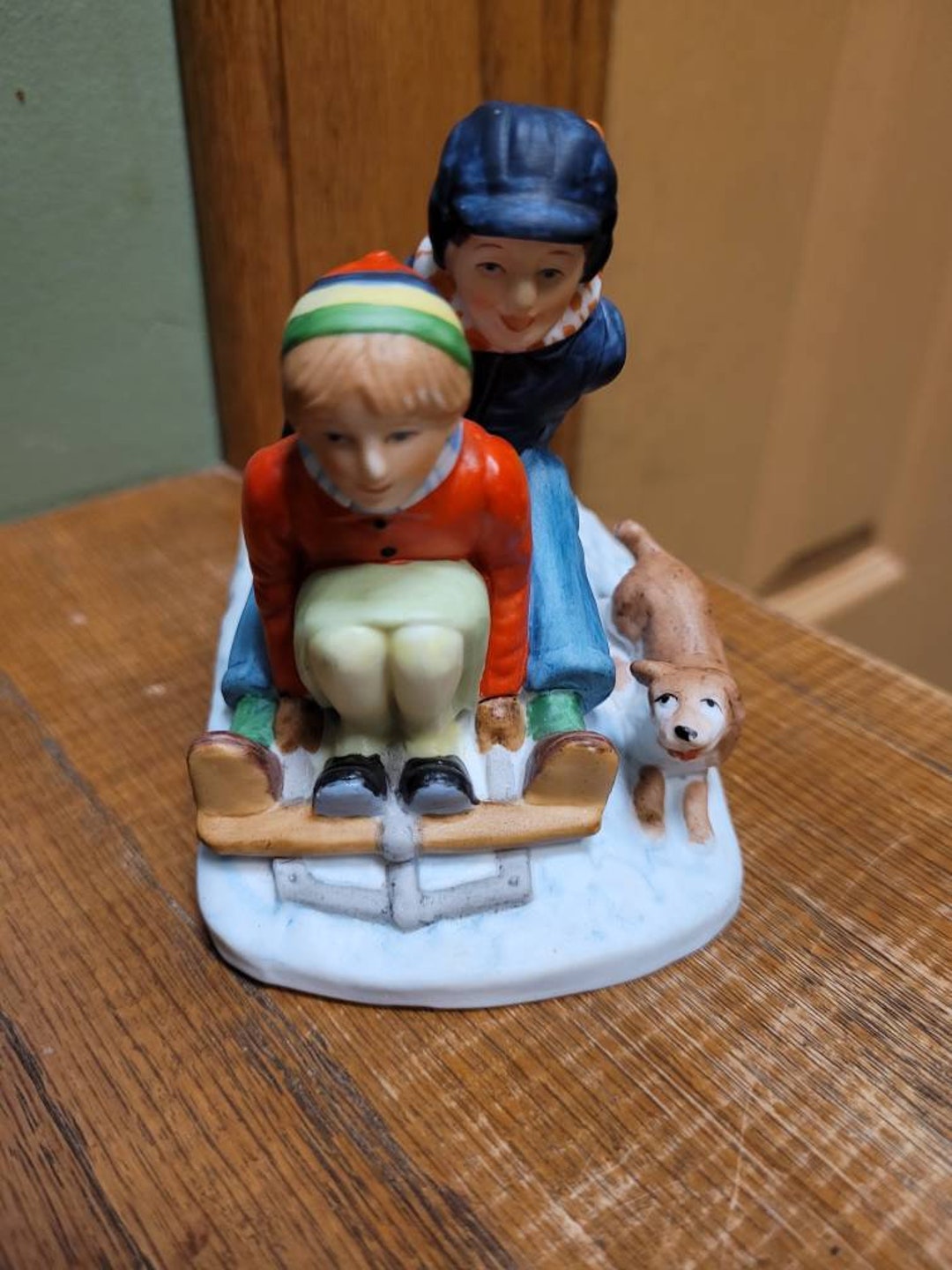 Norman Rockwell Porcelain Figurine Downhill Daring Grossman - Etsy