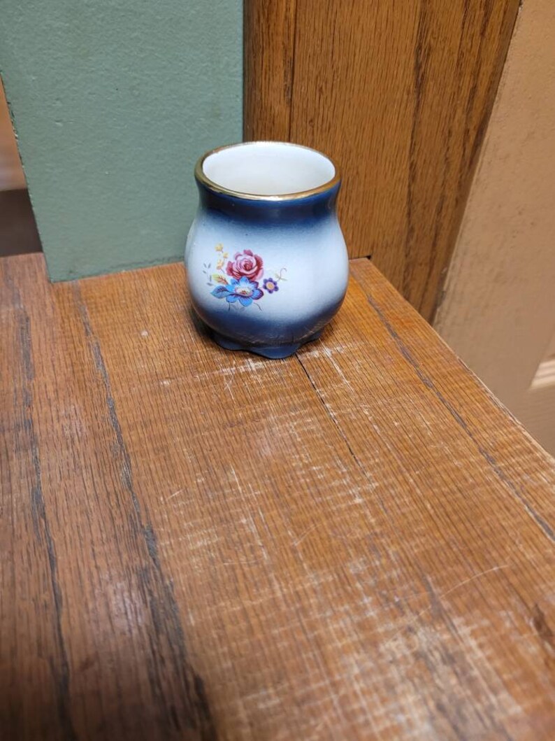 Imperial Pottery Joplin Missouri Toothpick Holder. Blue Floral Etsy