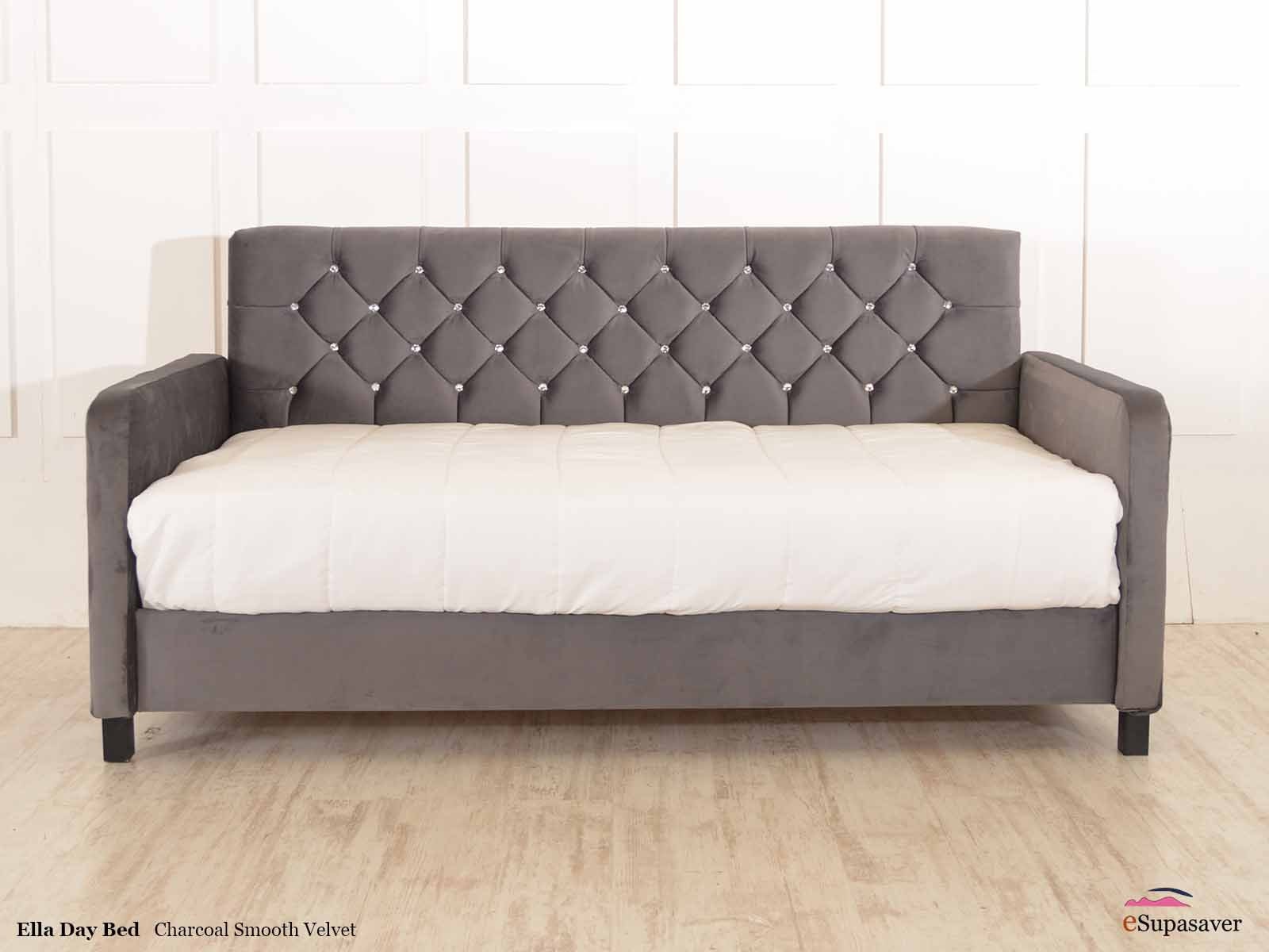 Ella Upholstered Fabric Single Day Bed Sofa Sitting Sleeping Etsy UK