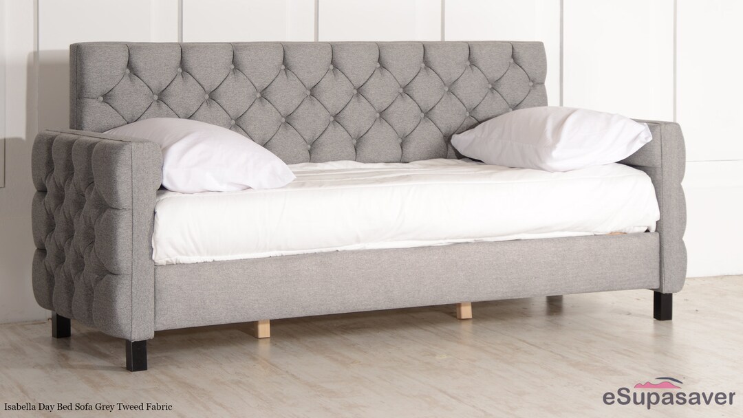 Isabella Upholstered Fabric Single Day Bed Sofa Sitting Sleeping