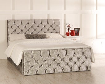 Ella Gas Lift Ottoman Bed Frame  All Sizes Available- Diamante Buttons - Esupasaver - Made in UK