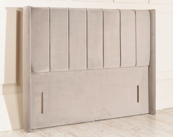 Vermont Wing Floor Standing Headboard. Available in Crushed & Soft Velvet, Chenille, Linen or Faux Suede Fabrics