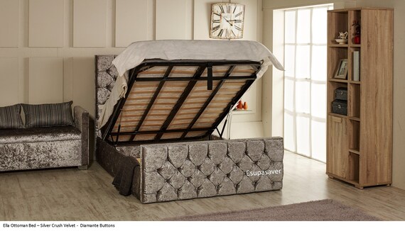 Ella Gas Lift Ottoman Storage Bed Frame Available In Crush Etsy