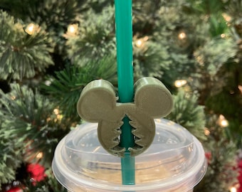 Mickey Christmas Tree Straw Charm