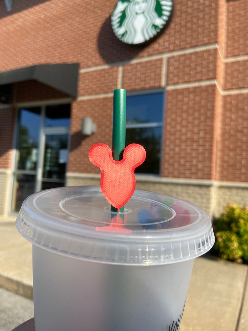 Walt Disney World Mickey Mouse Head Balloon Straw Charm Etsy