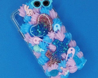 Blue and Pink Pastel iPhone XR Decoden Case
