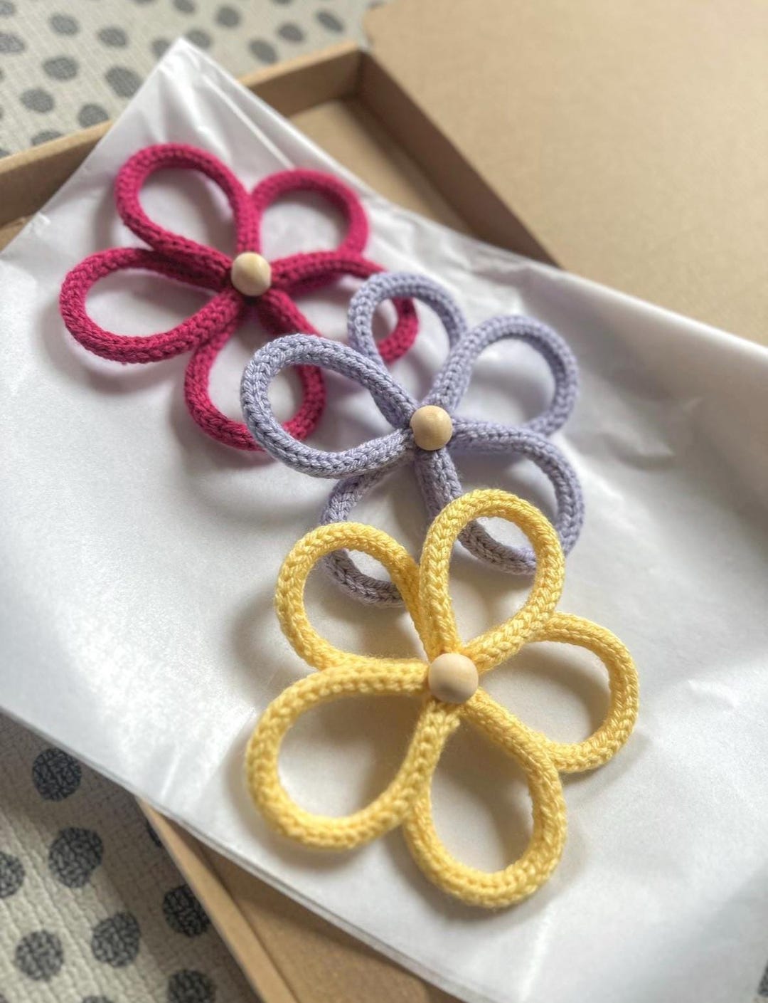 Knitted Wire Flower Etsy