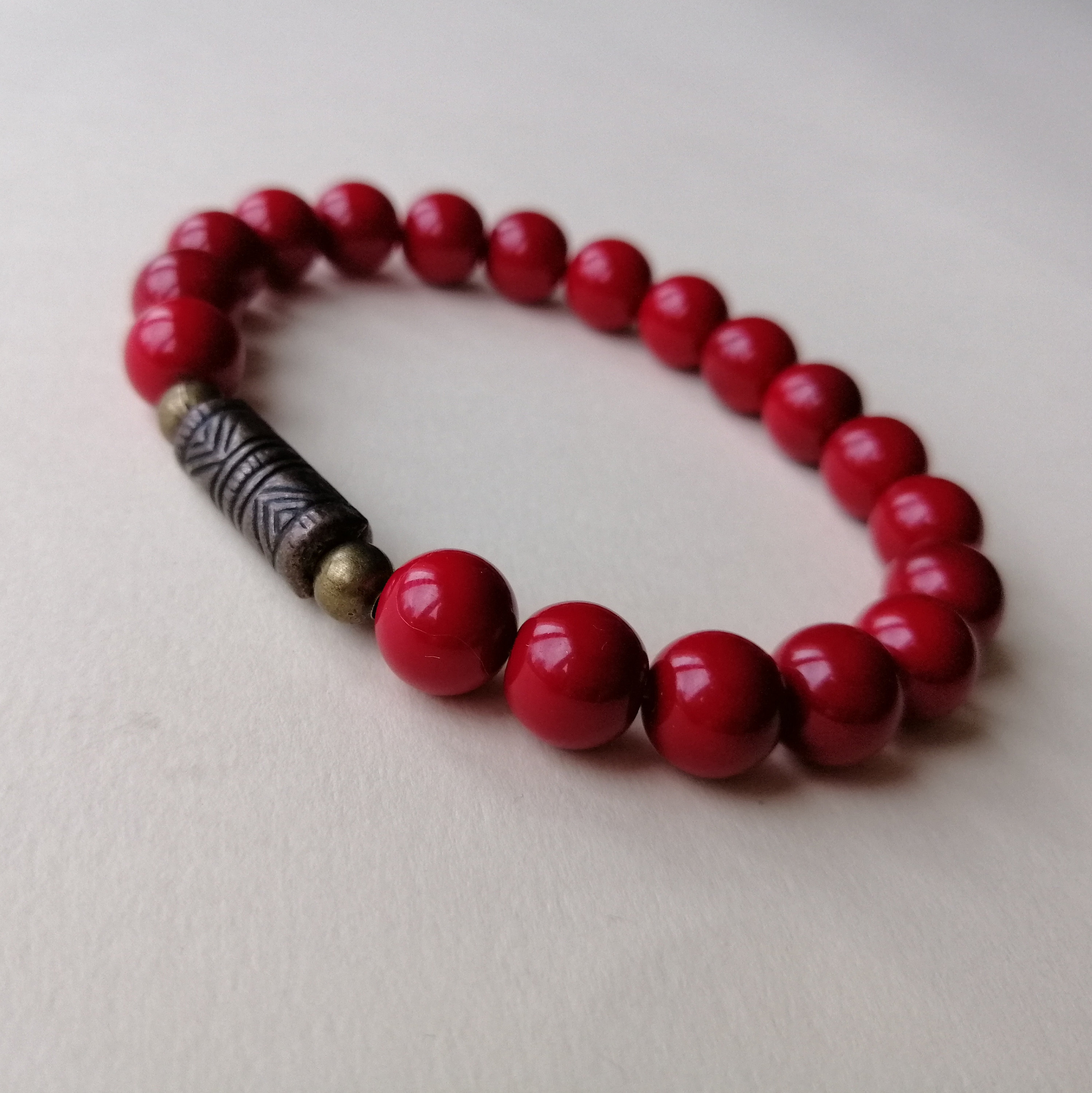 Coral bracelet Men's red Coral beaded bracelet with Etsy