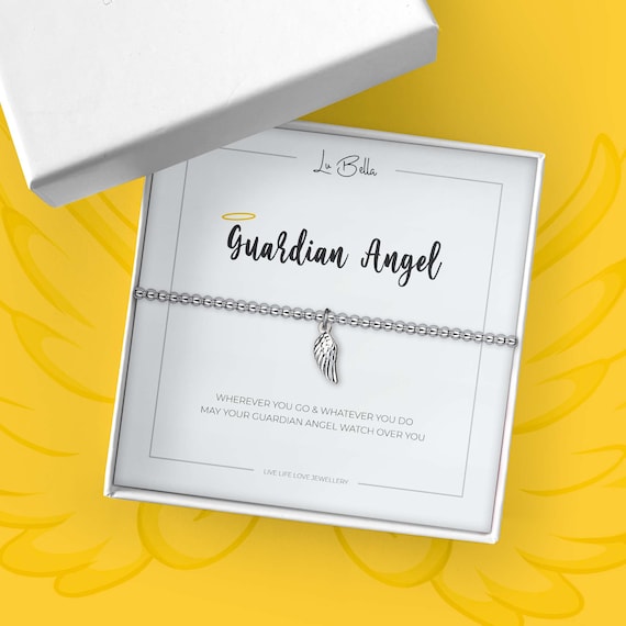Guardian Angel Bracelet. Silver Jewellery Angel Wing Bracelet for