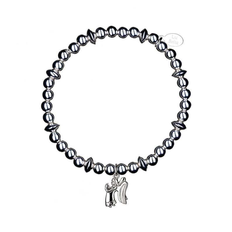 My Guardian Angel Stacking Bracelet For Women Adjustable Sterling Silver Jewellery with a Detailed Angel Charm and Gift Bag from Lu Bella