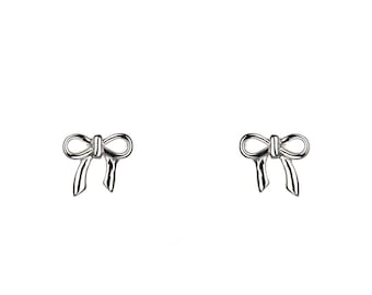 Bow Stud Earrings Sterling Silver Stacking Jewellery For Women. Gift Gift Box and Bag .