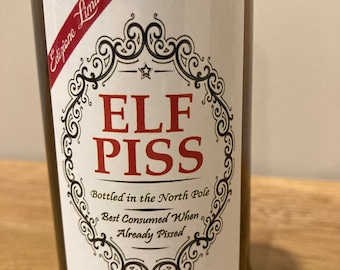 4 x ELF P!ss Beer Bottle Labels Christmas Funny Novelty Joke Humour secret santa
