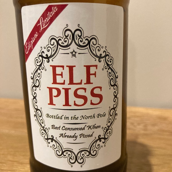 4 x ELF P!ss Étiquettes de bouteille de bière Noël drôle nouveauté blague humour secret père Noël