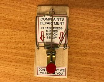 Letrero de trampa para ratones del Departamento de Quejas, broma divertida de oficina, regalo de broma, amigo invisible