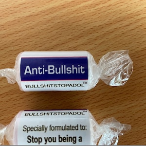 3 PACKS Joke Anti-BULLSHIT pills. Funny Novelty cheeky rude gift.  Re labelled love hearts.