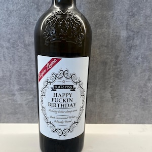 2 x Happy f*ckin Birthday Funny Novelty Wine Bottle Labels Joke Humour
