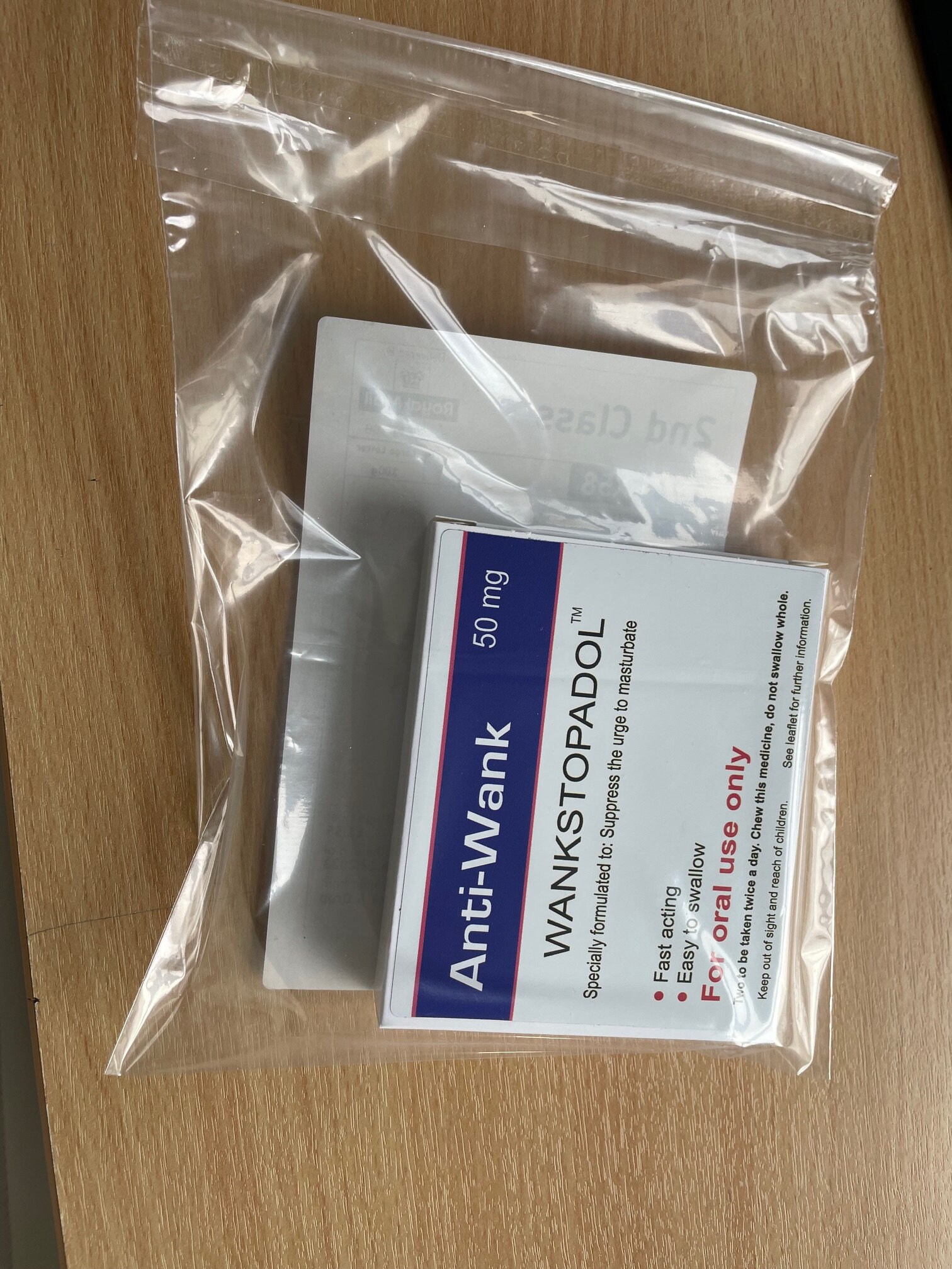 PRANK MAIL Joke Anti-wank pills box. Funny Novelty cheeky rude gift.