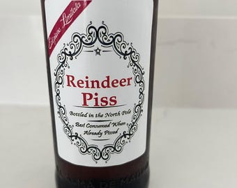 4 x REINDEER P!ss Beer Bottle Labels Christmas Funny Novelty Joke Humour secret santa
