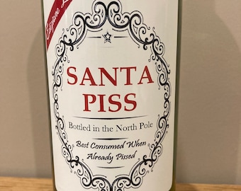 2 x Santa P!ss Christmas Funny Novelty Wine Bottle Labels Joke Humour secret santa