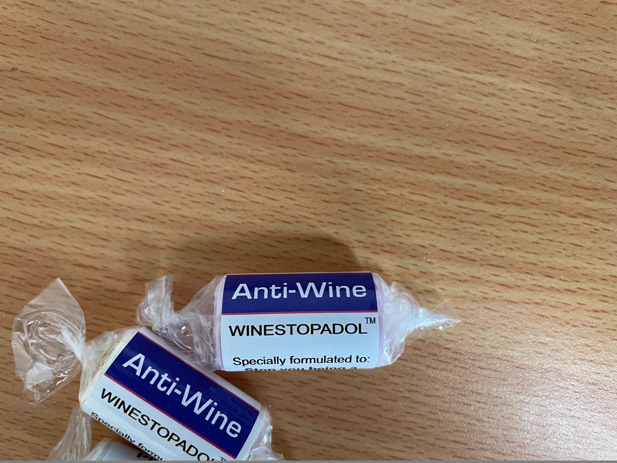 3 PACKS Joke Anti-WINE pills. Funny Novelty cheeky rude gift.  Re labelled love hearts.