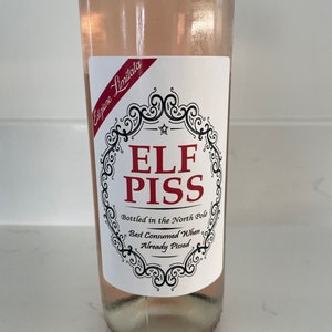 1 x ELF P!ss クリスマス 面白いノベルティ ワインボトルラベル ジョーク ユーモア シークレットサンタ