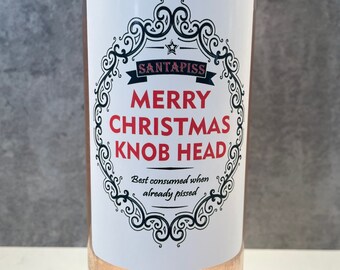 2 x Merry Christmas Knob Head Funny Novelty Wine Bottle Labels Humour secret santa Prosecco