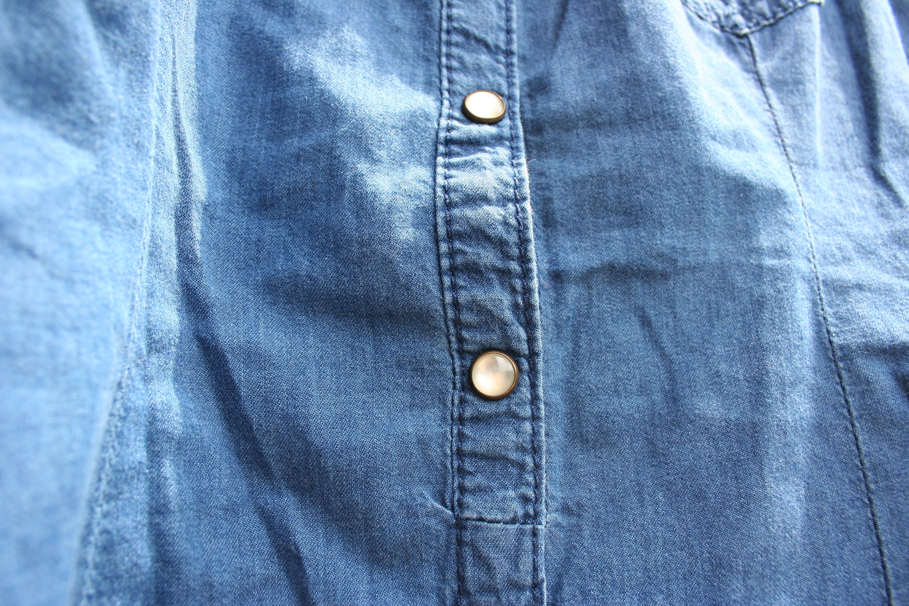 Hand Embroidered Button up Denim shirt women M Sleeveless Etsy