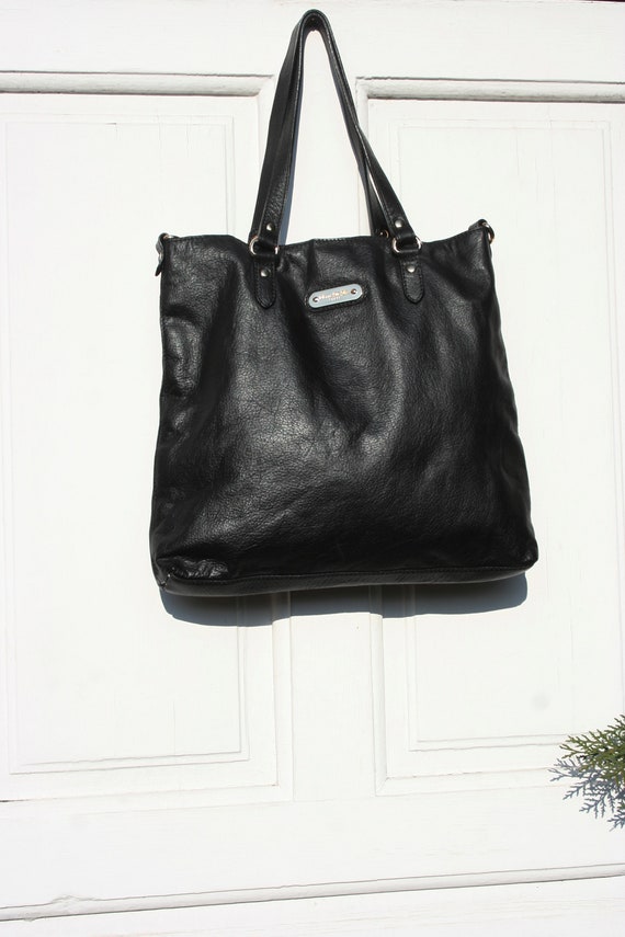 Leather Tote Bag • Black Leather Bag • Italian Lea