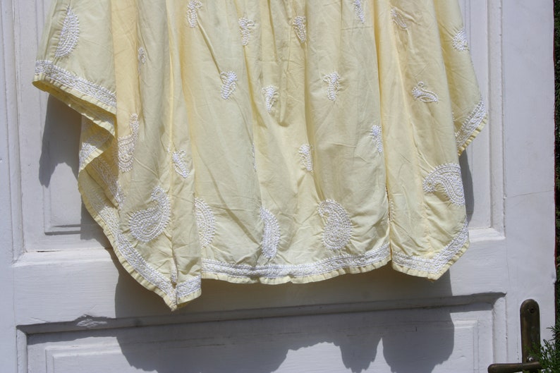 Vintage Hippie Caftan Top Women SM \u2022 Vintage Corn Yellow Caftan \u2022 Yellow Hippie Shirt Women \u2022 Embroidered Summer Blouse \u2022 Batwing Top SM