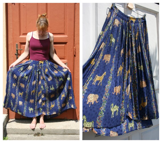 Indian Skirt for Women • Boho Skirt • Blue Skirt •