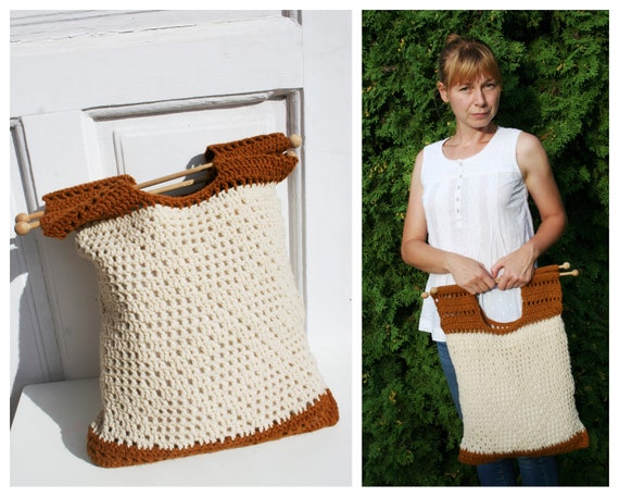 Vintage Crochet Shopping Bag • Vintage Tote Bag •