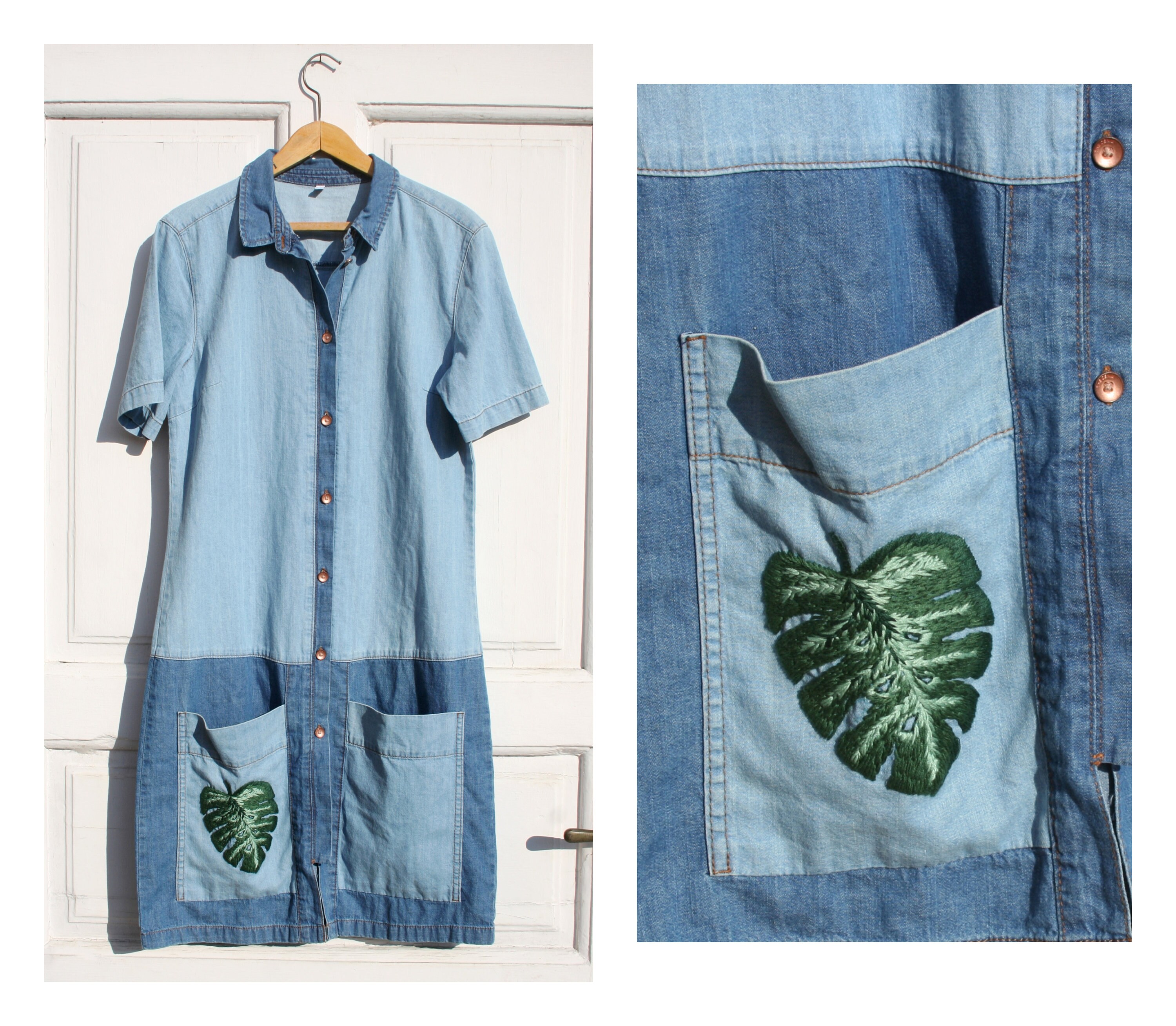 Embroidered Denim Dress XS Lightwash Denim Shirtdress Etsy
