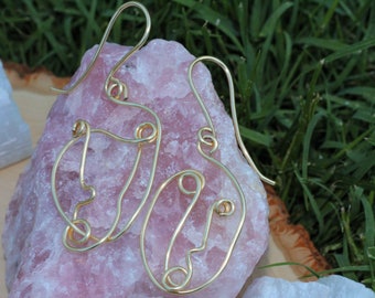 Abstract Face Earrings | Abstract Earrings | Face Earrings | Gold Earrings