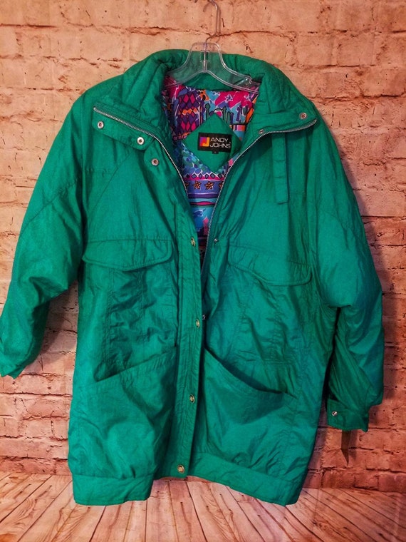 Vintage 80’s 90's ANDY JOHNS Women's Teal Winter P