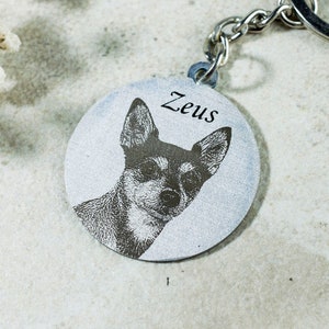 Custom Pet Portrait, Dog Keychain, Personalized Pet keyring, Dog mum gift, Engraved keyring, Keyring with photo