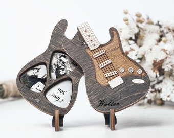 Personalisierte Gitarrenauswahl mit Koffer, Holzgitarrenauswahl, personalisierte Auswahl, Vatertagsgeschenk, Gitarrenauswahl, Box für Gitarrenauswahl, Auswahlhülle