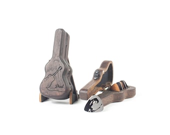 Gepersonaliseerde houten plectrumhouder – gegraveerde plectrumkoffer, cadeau voor gitarist