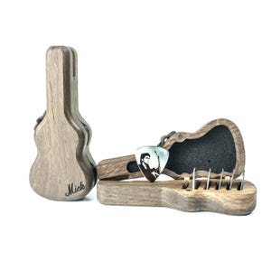 Personalized Guitar Pick Holder – Engraved Wooden Picks for Him