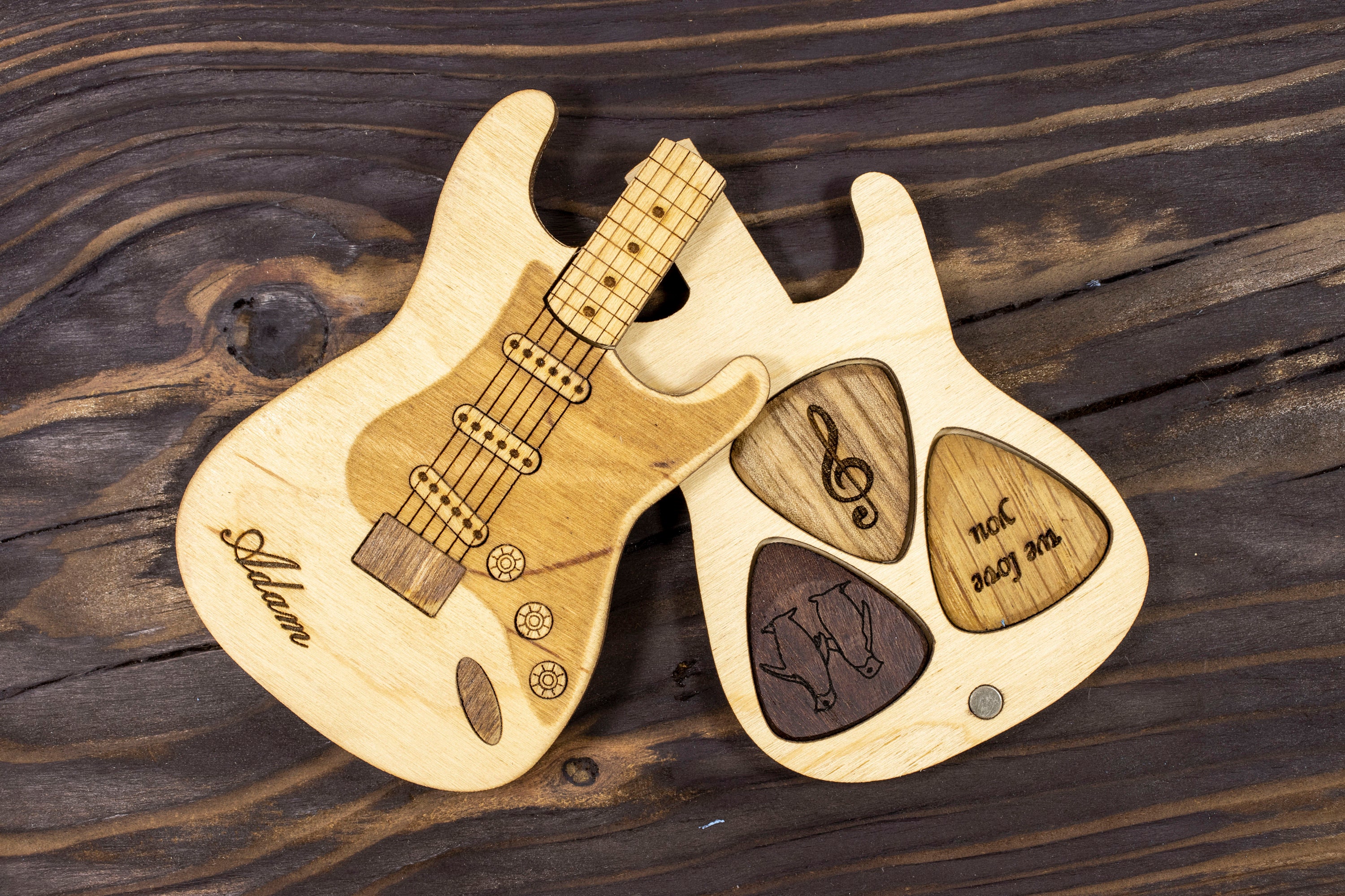 Personalized wooden pick case Wooden guitar pick Etsy